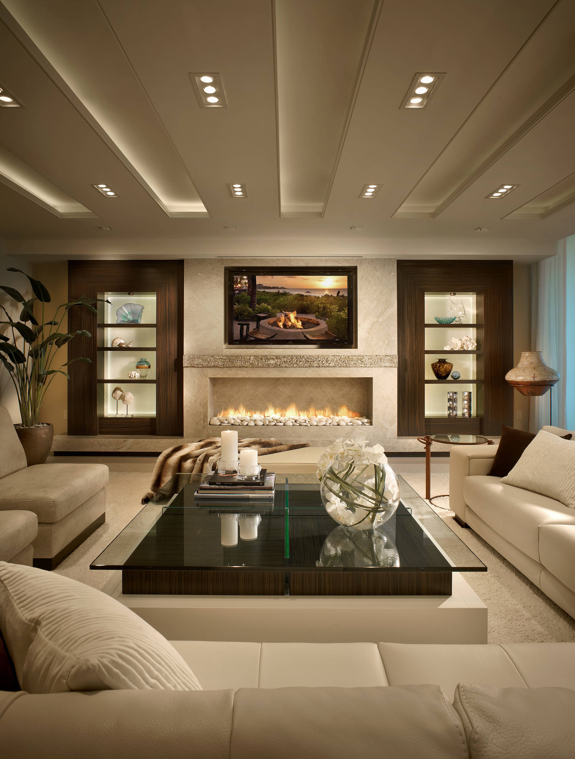 Cream-Wooden Themed Living Room