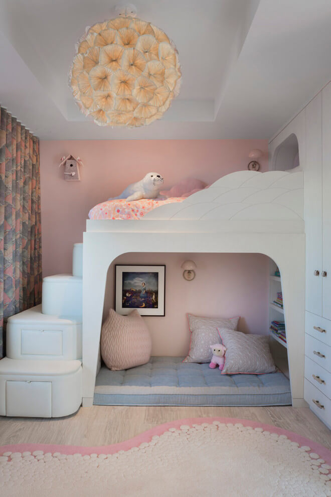 Lofted Girls Bedroom In Light Colors