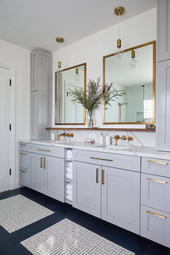 Gold Finishes For Grey Bathroom Vanity