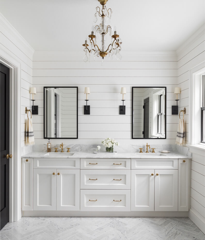 White Vanity With Gold Details
