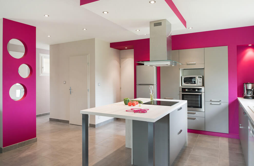 Bright Coral Pink Kitchen Paint