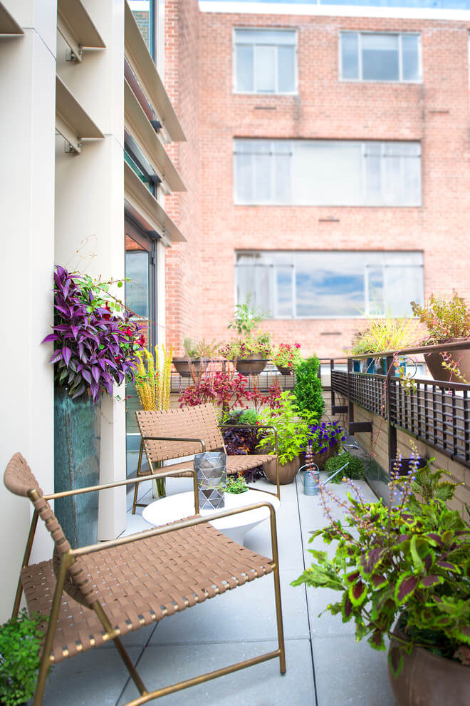 Classic Balcony Garden With Potted Plants