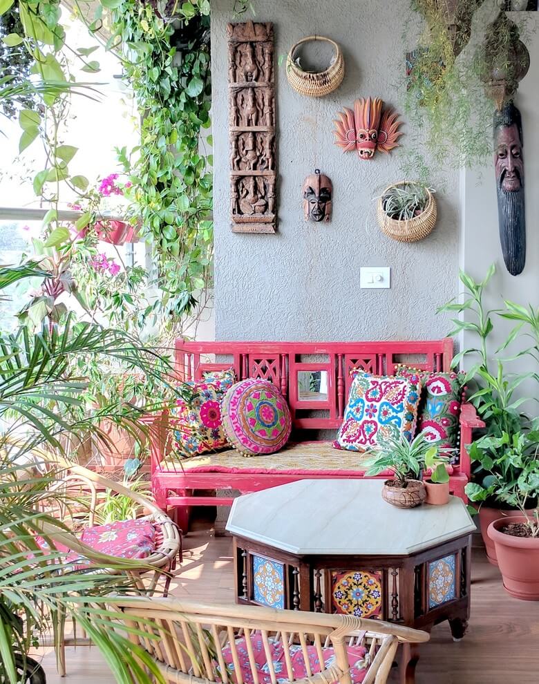 Eclectic Plants Decoration In Balcony