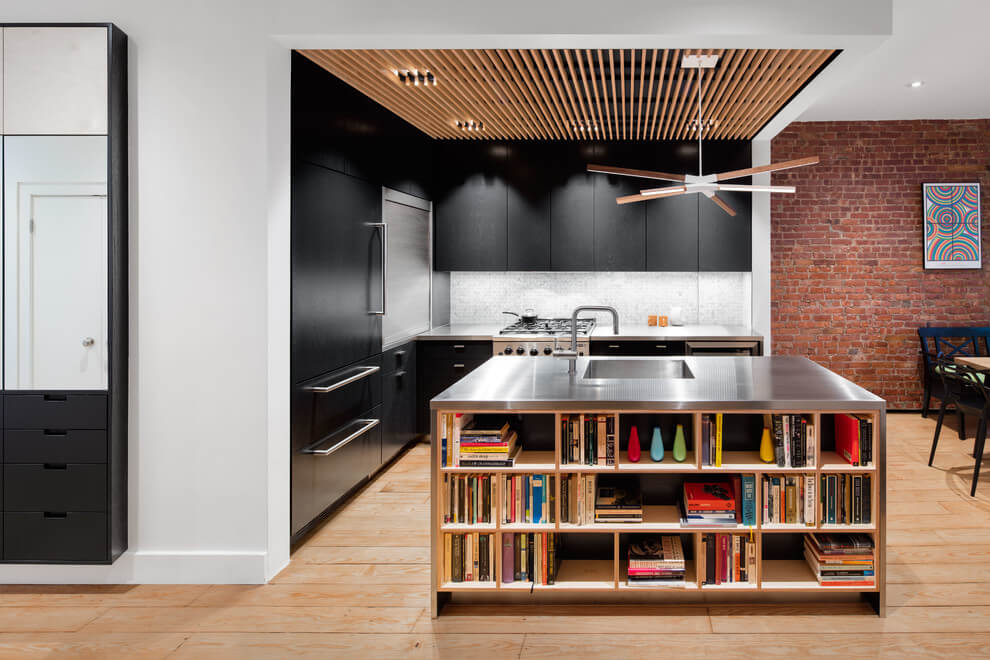 Kitchen Island Design With Bookshelf