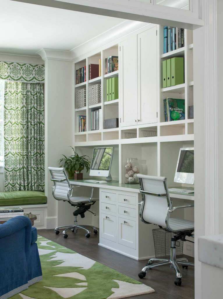 Soothing Green Accents In Office Decor