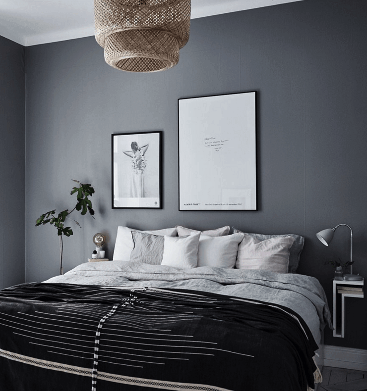 Calming Dark Grey Bedroom Wall Colors