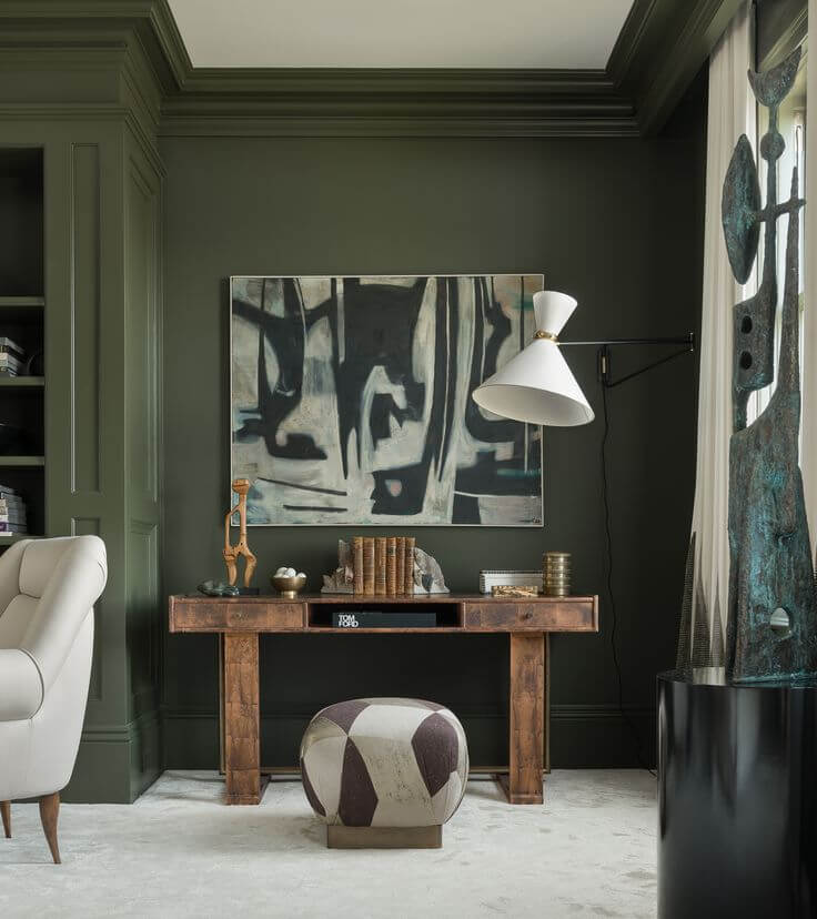 Dark Forest Green Wall Colors In Traditional Decor