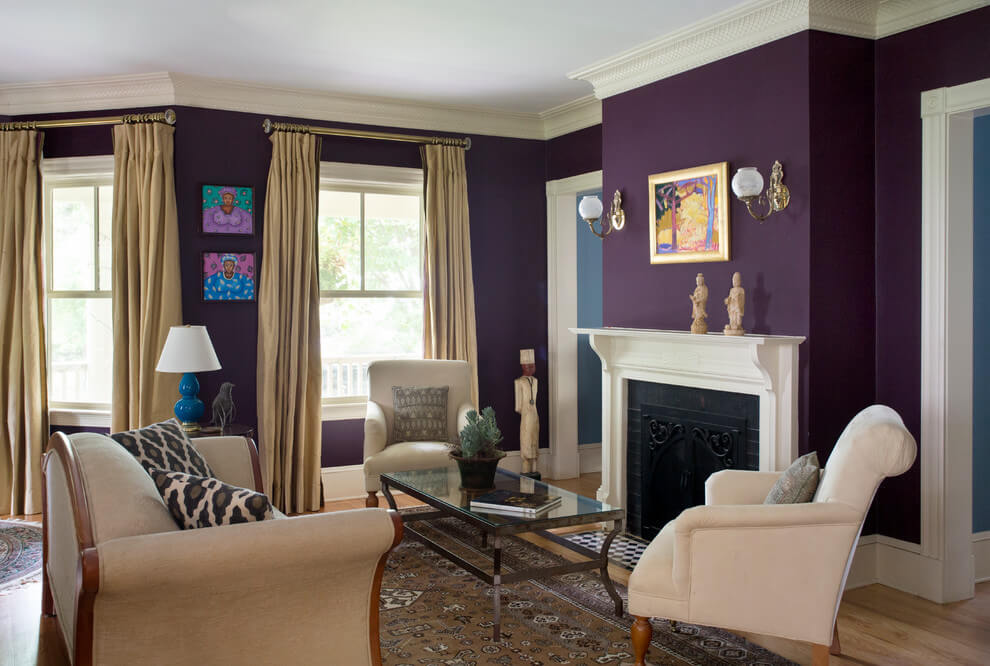 Glamorous Purple Living Room Paint