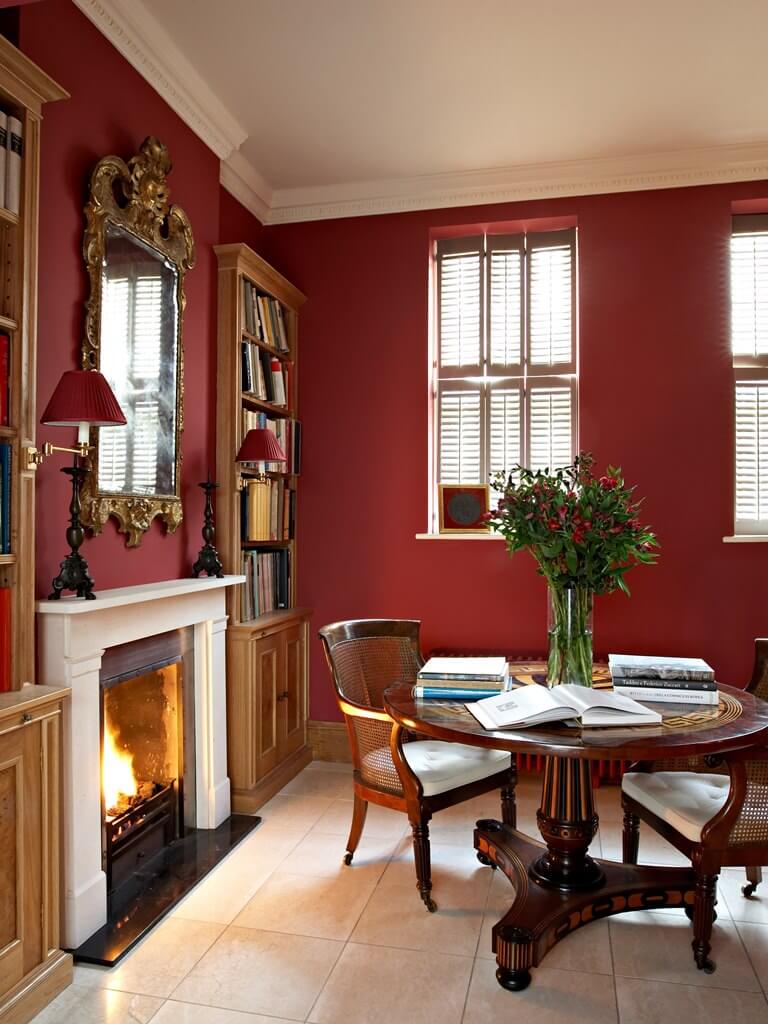 Rustic Red Walls In Dining Room