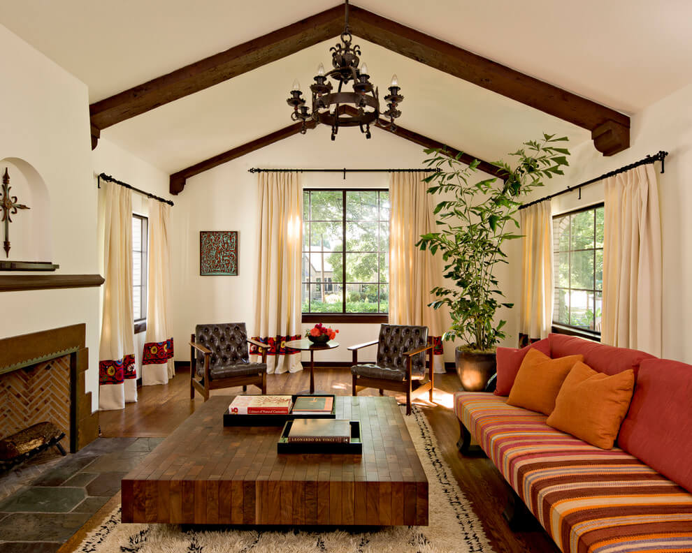 Mediterranean Brown Living Room Design