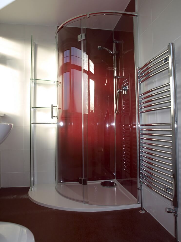Modern Red White Bathroom Design