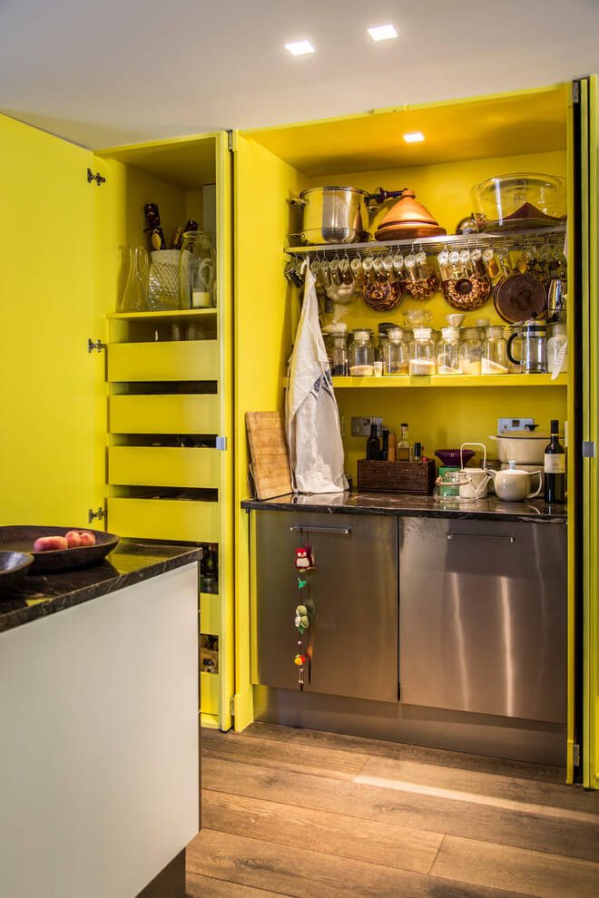 Tiny Yellow Contemporary Kitchen Design
