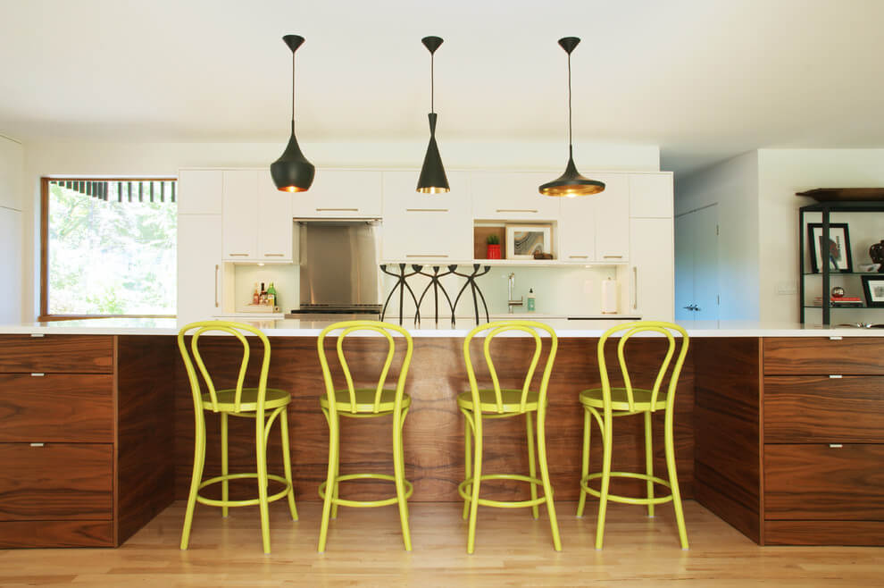 Yellow Chairs In Contemporary Kitchen